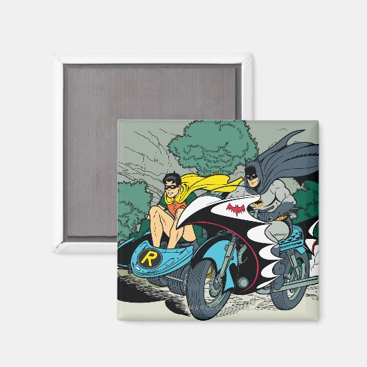 Batman und Robin im Batcycle Magnet (Vorderseite/Rückseite)