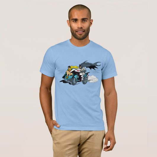 Batman und Robin im Batcycle T-Shirt (Vorne ganz)