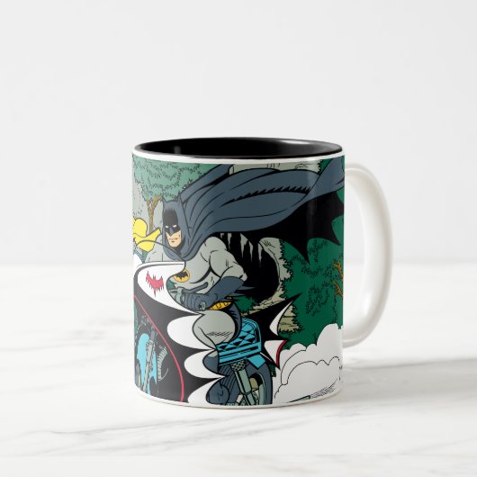 Batman und Robin im Batcycle Zweifarbige Tasse (VorderseiteRechts)