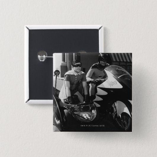 Batman und Robin in Batcycle Button (Vorne & Hinten)