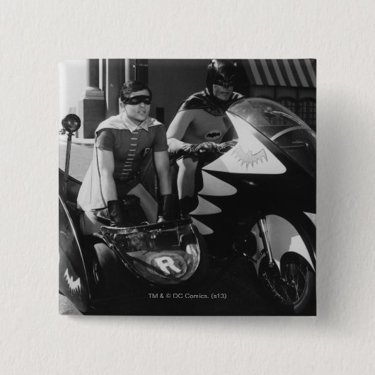 Batman und Robin in Batcycle Button (Vorderseite)