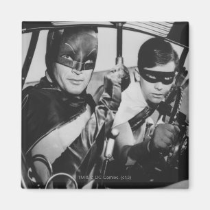 Batman und Robin in Batmobile Magnet