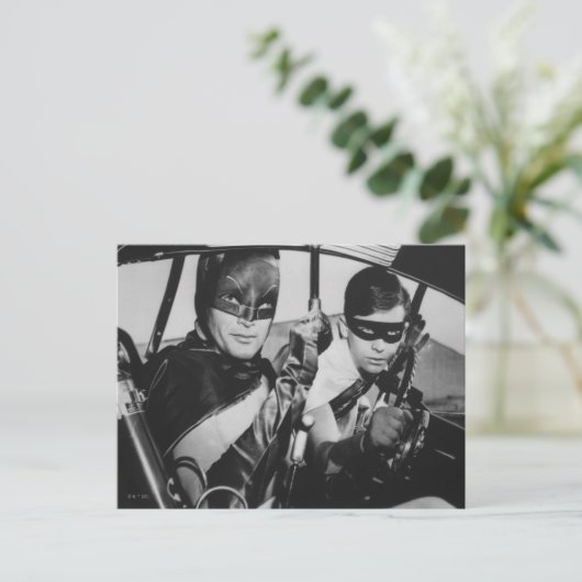 Batman und Robin in Batmobile Postkarte (Stehend Vorderseite)