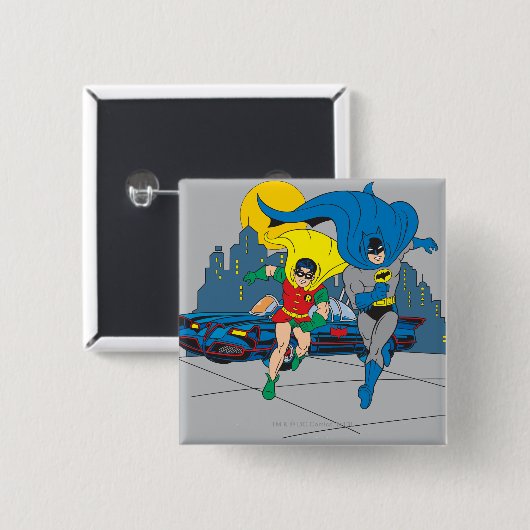 Batman und Robin laufen Button (Vorne & Hinten)