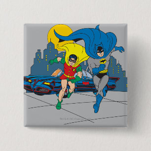 Batman und Robin laufen Button