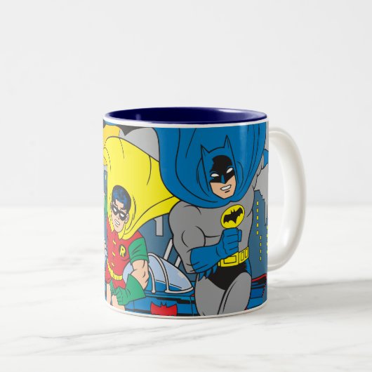 Batman und Robin laufen Zweifarbige Tasse (VorderseiteRechts)