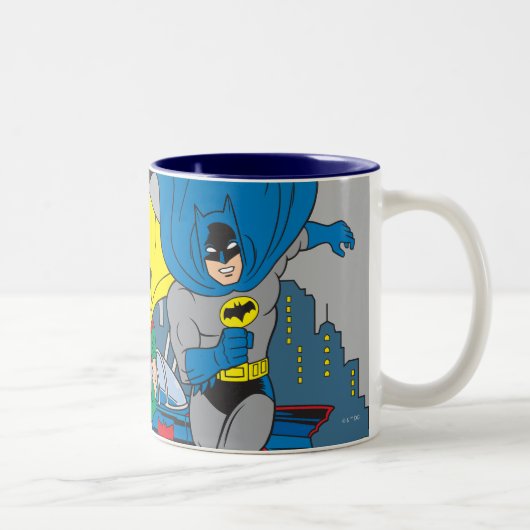 Batman und Robin laufen Zweifarbige Tasse (Rechts)