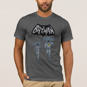 Batman und Robin mit Logo abgenutztes Grafikdesign T-Shirt