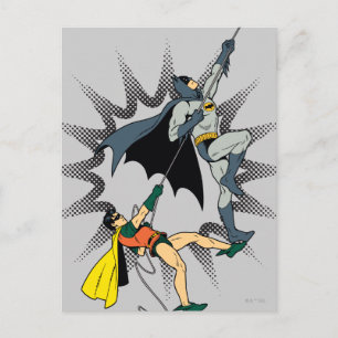 Batman und Robin steigen auf Postkarte