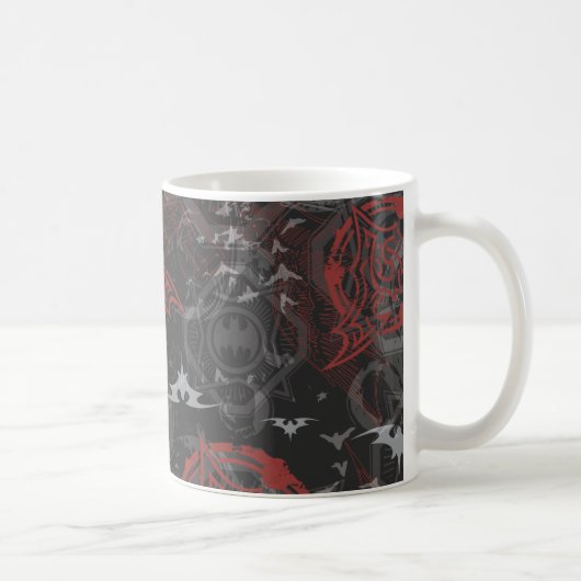 Batman Urban Legends - Bat Briefmarke Pattern Schw Kaffeetasse (Rechts)