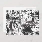 Batman Urban Legends - Caped Crusader Pattern BW Postkarte (Vorne/Hinten)