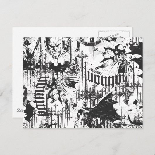 Batman Urban Legends - Caped Crusader Pattern BW Postkarte (Vorne/Hinten)
