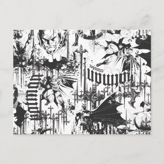 Batman Urban Legends - Caped Crusader Pattern BW Postkarte (Vorderseite)