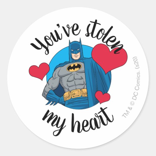 Batman Valentine | Du hast mir das Herz gestohlen Runder Aufkleber (Vorderseite)