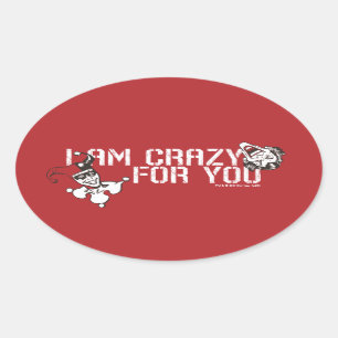 Batman Valentine   Joker & Harley - Crazy für Sie Ovaler Aufkleber