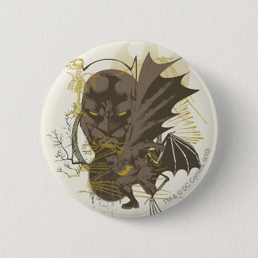 Batman Vintag Grunge Portrait Button (Vorderseite)