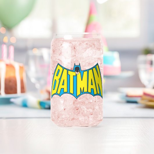 Batman | Vintage Gelb Blau Logo Dosenglas (Insitu (Geburtstag))