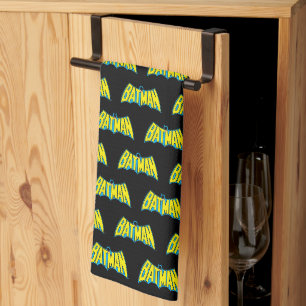 Batman   Vintage Gelb Blau Logo Geschirrtuch