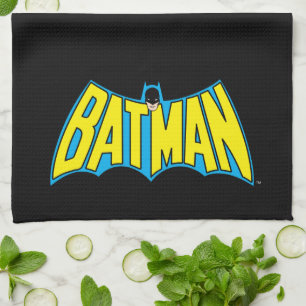 Batman   Vintage Gelb Blau Logo Geschirrtuch