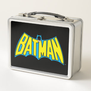 Batman Vintage Gelb Blau Logo Metall Brotdose