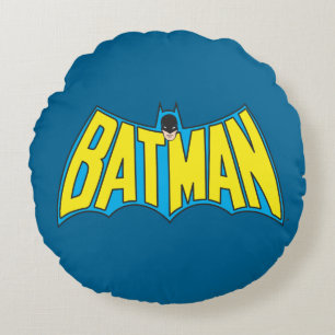 Batman Vintage Gelb Blau Logo Rundes Kissen