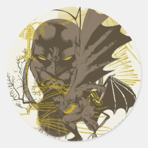 Batman Vintage-Grunge-Porträt Runder Aufkleber
