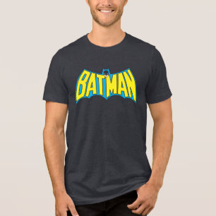 Batman Vintage Yellow Blue Logo Tri-Blend Shirt