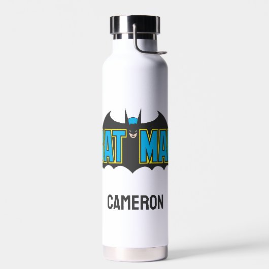 Batman | Vintages Blue Black Logo | Name hinzufüge Trinkflasche (Links)