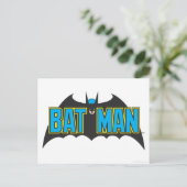 Batman | Vintages Blue Black Logo Postkarte (Stehend Vorderseite)