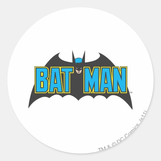 Batman | Vintages Blue Black Logo Runder Aufkleber (Vorderseite)
