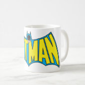 Batman | Vintages Gelbblau-Logo Kaffeetasse (VorderseiteRechts)