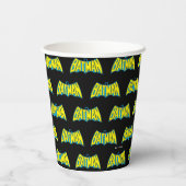 Batman | Vintages Gelbblau-Logo Pappbecher (Rückseite)