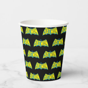 Batman Vintages Gelbblau-Logo Pappbecher