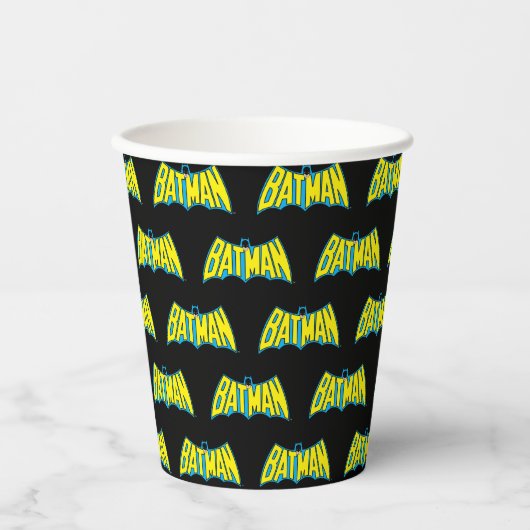 Batman | Vintages Gelbblau-Logo Pappbecher (Vorderseite)