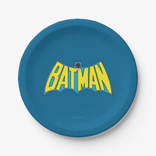 Batman | Vintages Gelbblau-Logo Pappteller (Vorderseite)