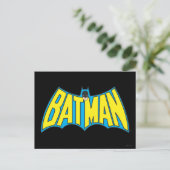 Batman | Vintages Gelbblau-Logo Postkarte (Stehend Vorderseite)