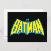 Batman | Vintages Gelbblau-Logo Postkarte (Vorne/Hinten)