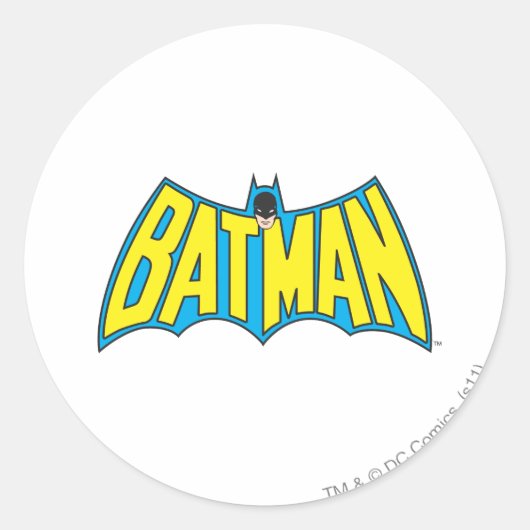 Batman | Vintages Gelbblau-Logo Runder Aufkleber (Vorderseite)