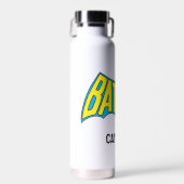 Batman | Vintages gelbes blaues Logo | Name hinzuf Trinkflasche (Vorne)