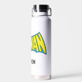Batman | Vintages gelbes blaues Logo | Name hinzuf Trinkflasche (Rückseite)