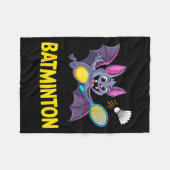 Batminton – Funny Cartoon Bat Playing Badminton  Fleecedecke (Vorderseite (Horizontal))