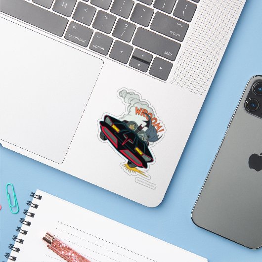 Batmobile Wroom! Aufkleber (Laptop mit iPhone)