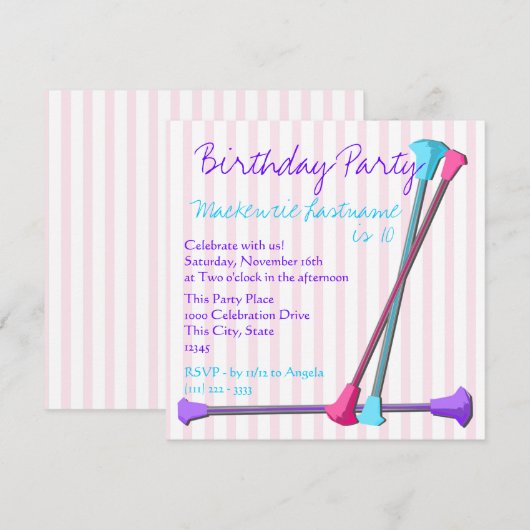 Baton Birthday Einladung (Vorne/Hinten)