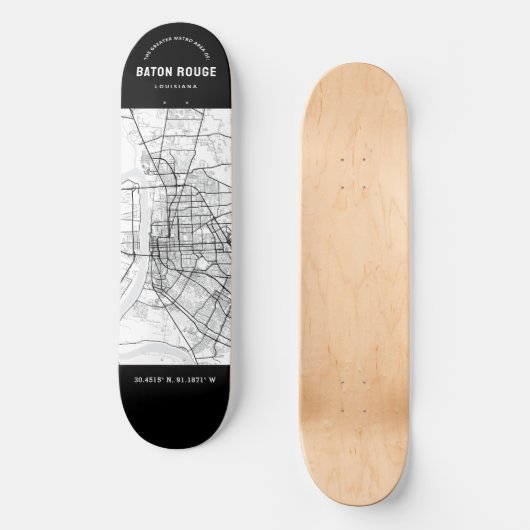 Baton Rouge City Map Skateboard (Vorderseite)