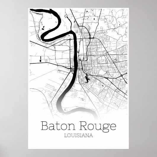Baton Rouge Karte - Louisiana - City Map Poster (Vorne)