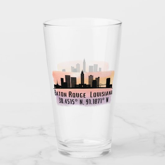 Baton Rouge LA City Skyline Glas (Vorderseite)