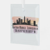 Baton Rouge LA City Skyline Glass Ornament (Vorderseite links)