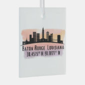 Baton Rouge LA City Skyline Glass Ornament (Vorderseite Rechts)