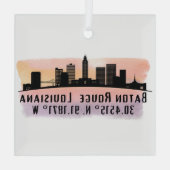 Baton Rouge LA City Skyline Glass Ornament (Rückseite)