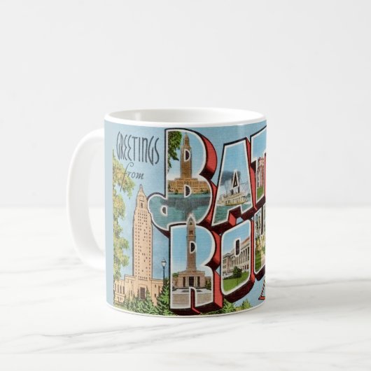 Baton rouge LA Greetings Postcard Kaffeetasse (Vorderseite Links)